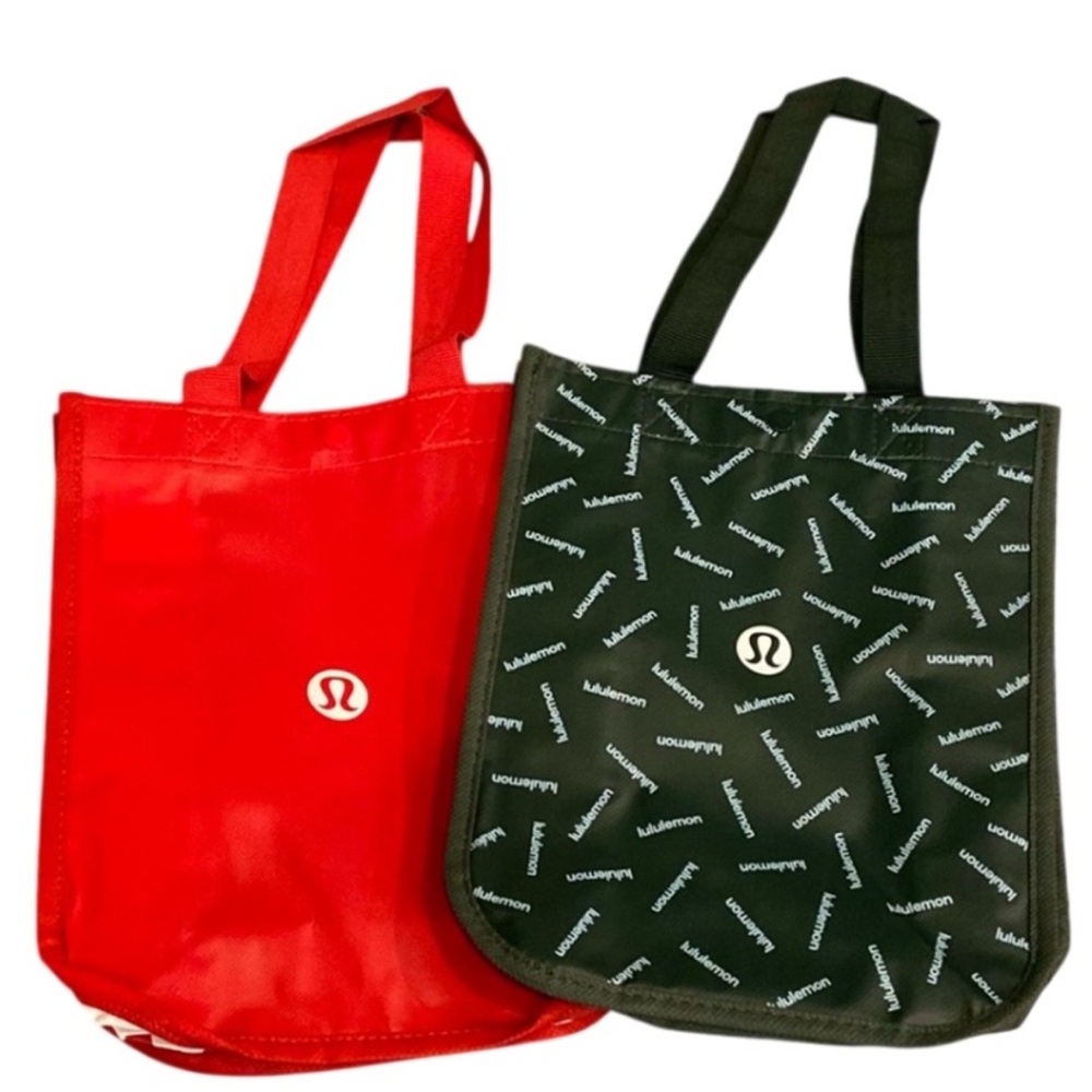 2 Lululemon Eco-Friendly Reusable Shopping Bags/ Tote Bags Large 16”x14”x6” NEW